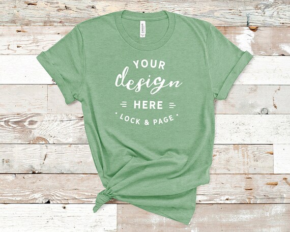 Heather Prism Mint Bella Canvas 3001 T-Shirt Mockup Plain Heather Prism Mint Bella Canvas 3001 T-Shirt Mockup Plain