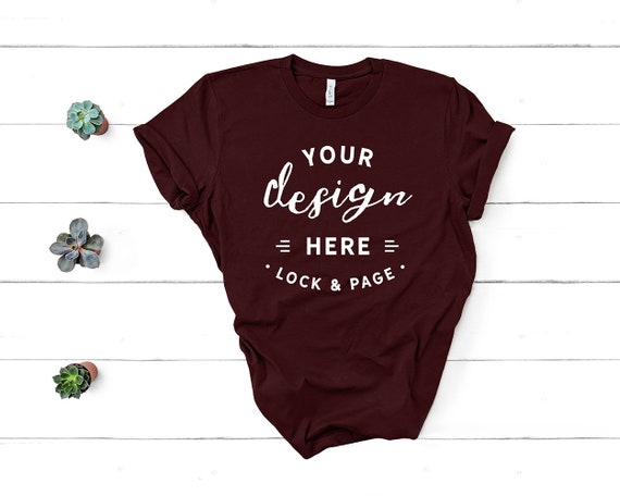 Bella Canvas 3001 Oxblood Black Unisex T-Shirt Mockup Flat