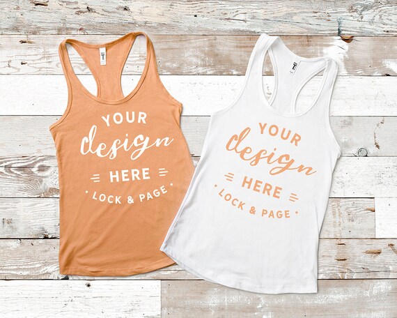 Next Level 1533 Light Orange Mockup Racerback Womens White