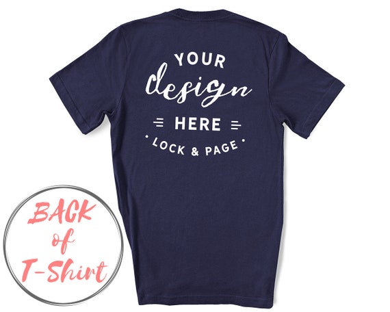 Back Of T-Shirt Mockup Navy Bella Canvas 3001 On Back Of T-Shirt Mockup Navy Bella Canvas 3001 On