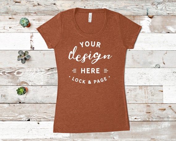 Clay Bella Canvas 8413 Triblend T-Shirt Mockup Girls Flat