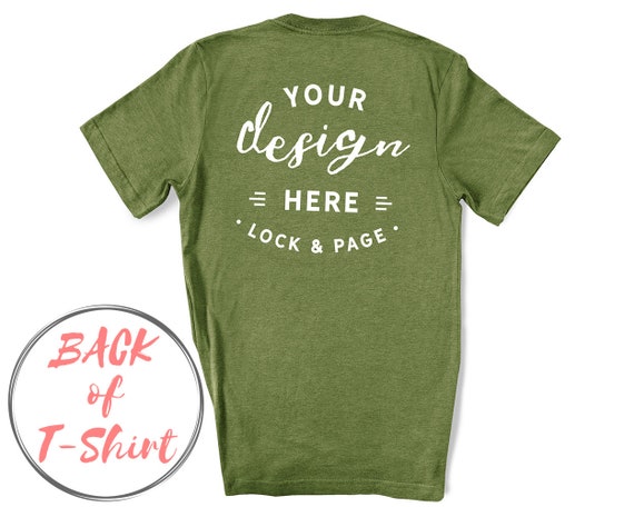 Back Of T-Shirt Mockup Heather Green Bella Canvas 3001