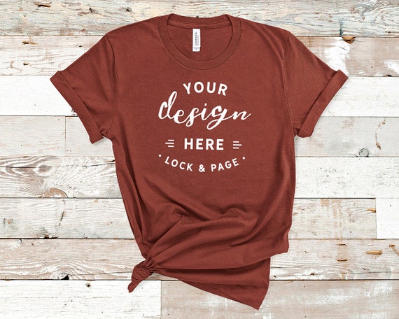 Rust Bella Canvas 3001 T-Shirt Mockup Plain Beach House
