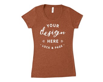 Download Clay Bella Canvas 8413 Triblend T-Shirt Mockup Women's Flat Lay Clean Clear Plain And White ...