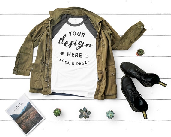 Bella Canvas 3200 White Dark Grey Baseball T-Shirt Flat