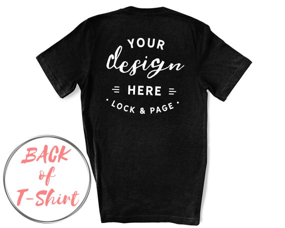 Back Of T-Shirt Mockup Heather Black Bella Canvas 3001