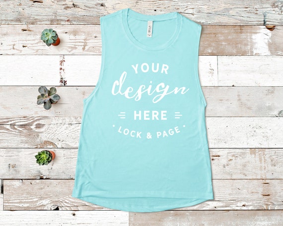 Bella Canvas 8803 Teal Mockup Flowy Scoop Muscle Tank