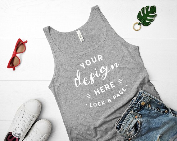 Tank Top Mockup Bella Canvas 6488 Deep Heather Jersey Tank Top Mockup Bella Canvas 6488 Deep Heather Jersey