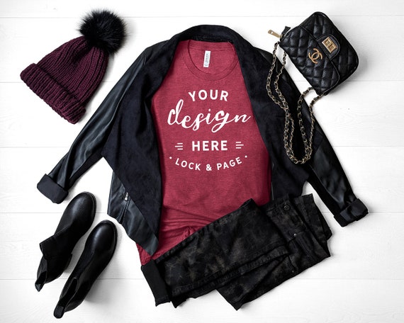 Fall Bella Canvas 3001 Heather Raspberry T-Shirt Mockup Autumn Fall Bella Canvas 3001 Heather Raspberry T-Shirt Mockup Autumn