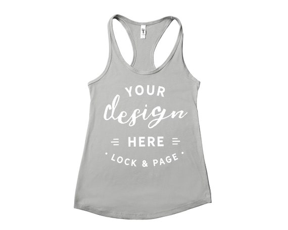 Free Silver Racerback Mockup Next Level 1533 Mockup Flat Lay (PSD