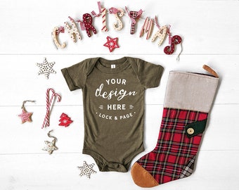 Download Olive Bella Canvas 134b Triblend Christmas Baby Romper Suit Mockup One Piece Xmas Themed Body Suit Flat Lay Baby Boy Girl Mock Up All Psd Packaging Mockups PSD Mockup Templates