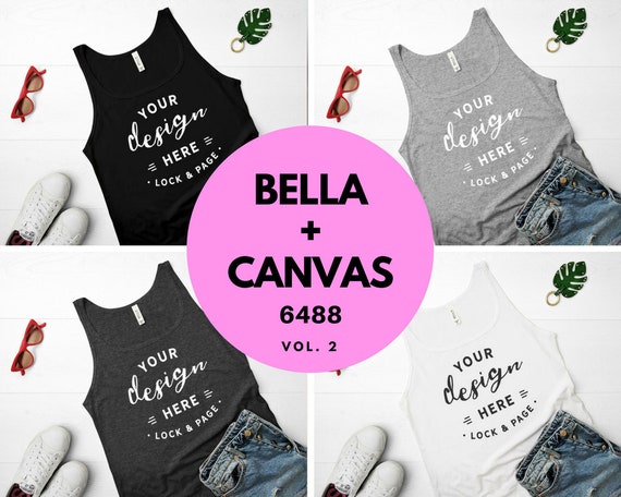 Bella Canvas 6488 Jersey Tank Top Mockup Bundle Black