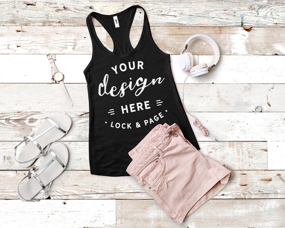 Next Level 1533 Tank Top Mockup Black Flat Lay