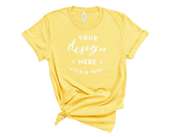 Download Free Maize Yellow Bella Canvas 3001 T-Shirt Mockup On (PSD ...