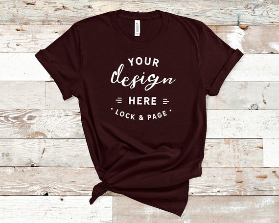 Oxblood Black Bella Canvas 3001 T-Shirt Mockup Plain Beach