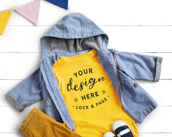 Download Free Yellow Bella Canvas 3001t Toddler T-Shirt Mockup ...