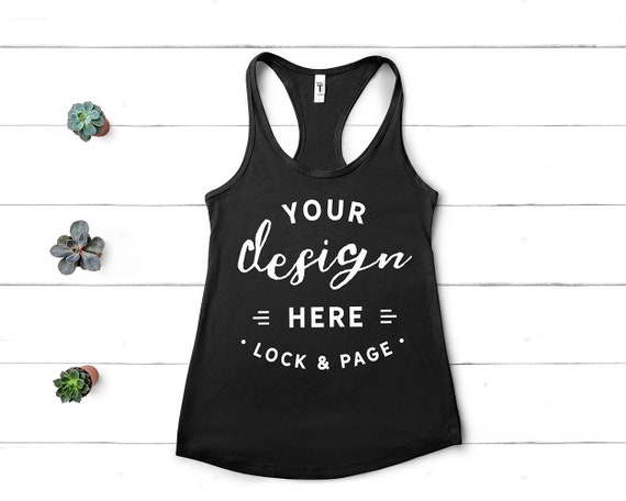 Download Black Muscle Tank Top Mockup Next Level 1533 Flat - Mockup ...