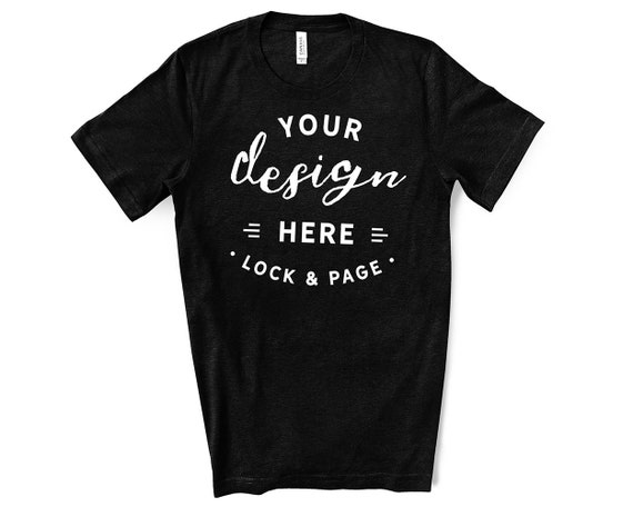 Bella Canvas 3001 Heather Black T-Shirt Mockup Simple Plain