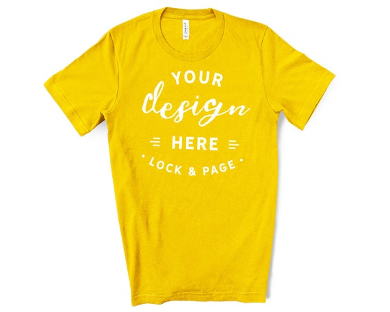 Download Free Mens Bella Canvas 3001 Yellow T-Shirt Mockup Simple ...