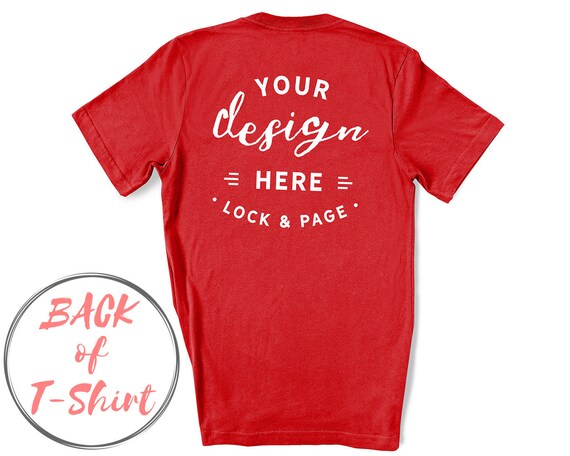 Back Of T-Shirt Mockup Red Bella Canvas 3001 On