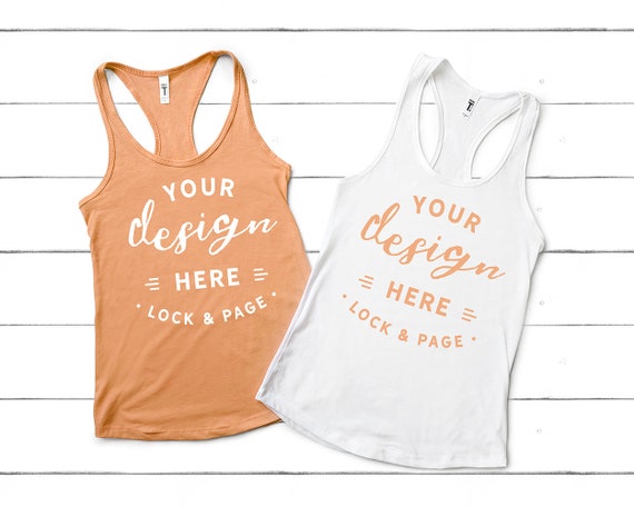 Next Level 1533 Mockup Light Orange And White Racerback Next Level 1533 Mockup Light Orange And White Racerback