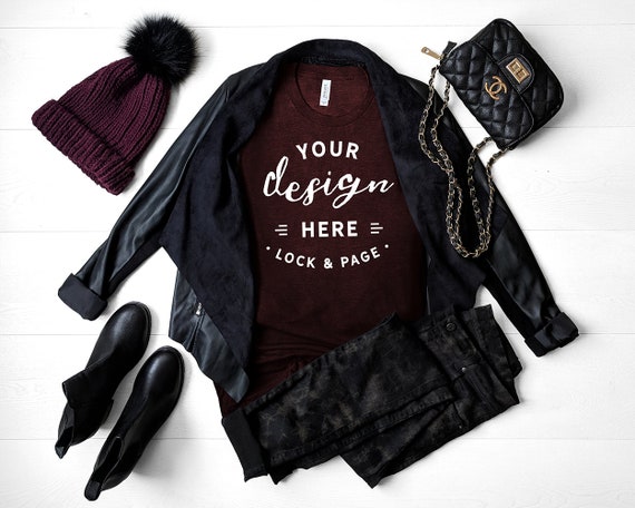 Bella Canvas 3001 Heather Cardinal Fall T-Shirt Mockup Autumn Bella Canvas 3001 Heather Cardinal Fall T-Shirt Mockup Autumn