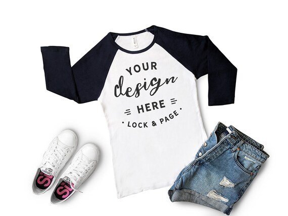 Bella Canvas 2000 Shirt Mockup Womens Navy Baby Rib