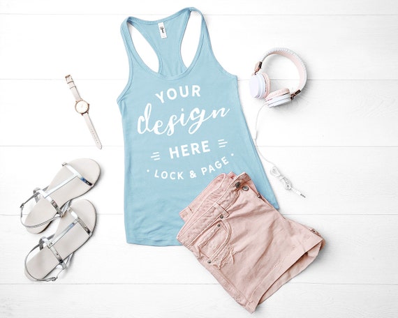 Next Level 1533 Mockup Blue Cancun Flat Lay Ladies Next Level 1533 Mockup Blue Cancun Flat Lay Ladies