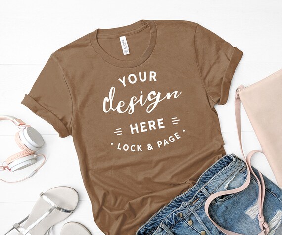 Bella Canvas 3001 Pebble Brown T-Shirt Mockup Flat