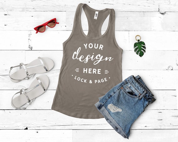 Warm Grey Next Level 1533 Tank Top Mockup Flat