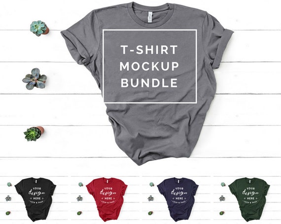 T-Shirt Mockup Bundle Bella Canvas 3001 Mens T-Shirt Flat