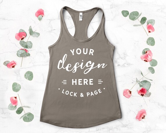 Next Level 1533 Mockup Warm Grey Floral Flat Lay
