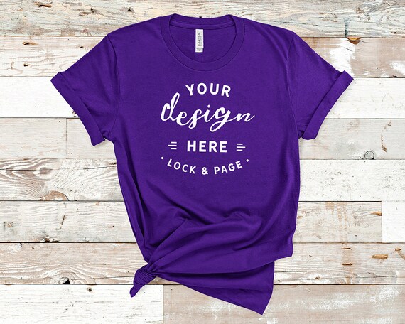 Team Purple Bella Canvas 3001 T-Shirt Mockup Plain Beach