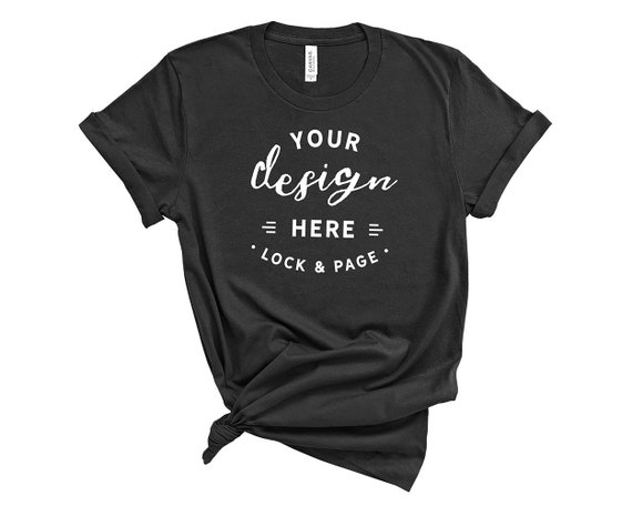 Dark Grey Bella Canvas 3001 T-Shirt Mockup On Dark Grey Bella Canvas 3001 T-Shirt Mockup On
