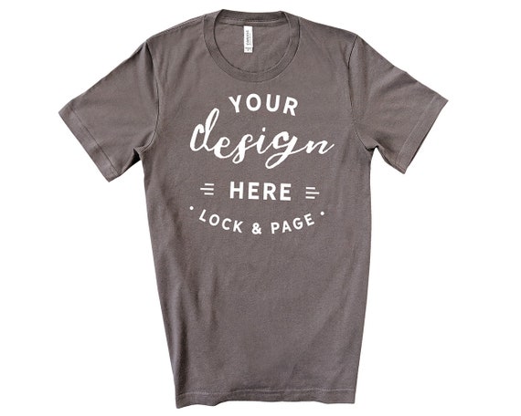 Mens Bella Canvas 3001 Asphalt T-Shirt Mockup Simple Plain Mens Bella Canvas 3001 Asphalt T-Shirt Mockup Simple Plain