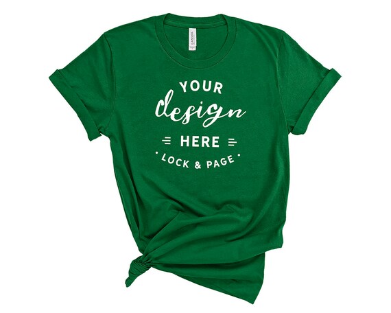 Ever Green Bella Canvas 3001 T-Shirt Mockup On Plain