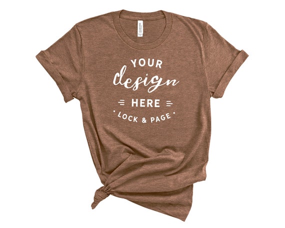 Heather Brown Bella Canvas 3001 T-Shirt Mockup On