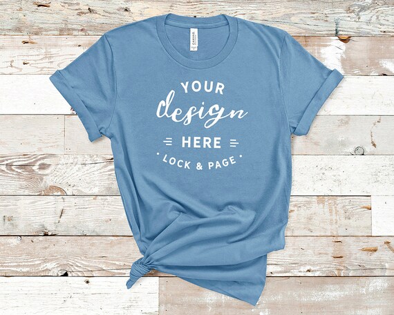 Steel Blue Bella Canvas 3001 T-Shirt Mockup Plain