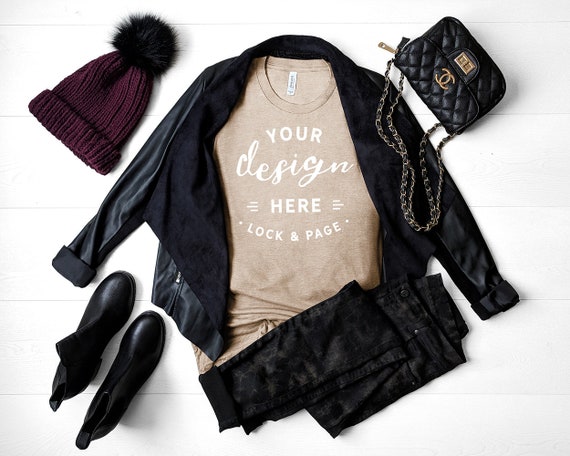 Fall T-Shirt Mockup Heather Tan Bella Canvas 3001 Autumn Fall T-Shirt Mockup Heather Tan Bella Canvas 3001 Autumn