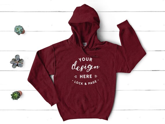 Gildan 18500 Antique Cherry Red Hooded SweaT-Shirt Mockup Winter