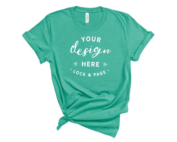 Teal Bella Canvas 3001 T-Shirt Mockup On Plain