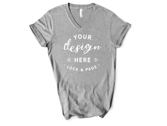 Download Athletic Heather Bella Canvas 3005 Vneck T Shirt Mockup All Free Mockups Design Realistic PSD Mockup Templates