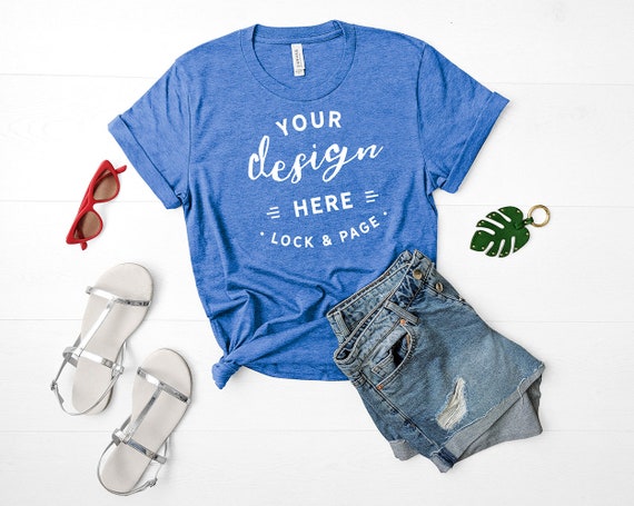 Heather True Royal Bella Canvas 3001 Mockup Unisex T-Shirt Heather True Royal Bella Canvas 3001 Mockup Unisex T-Shirt
