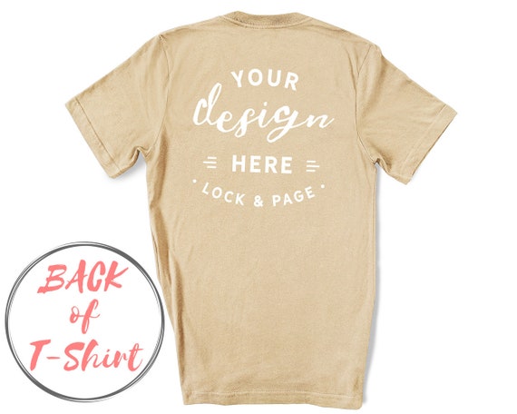 Natural Bella Canvas 3001 Back Of T-Shirt Mockup On Natural Bella Canvas 3001 Back Of T-Shirt Mockup On