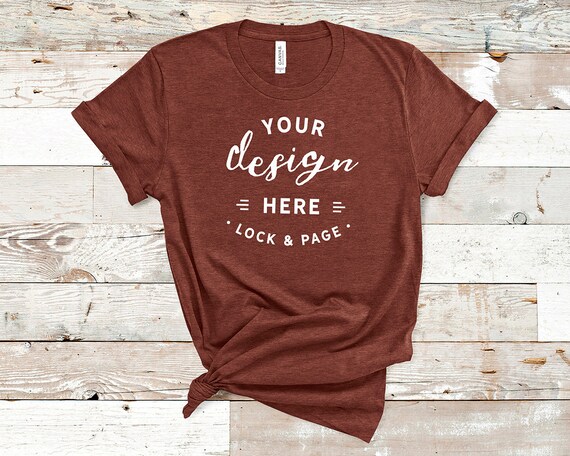 Heather Clay Bella Canvas 3001 T-Shirt Mockup Plain Beach