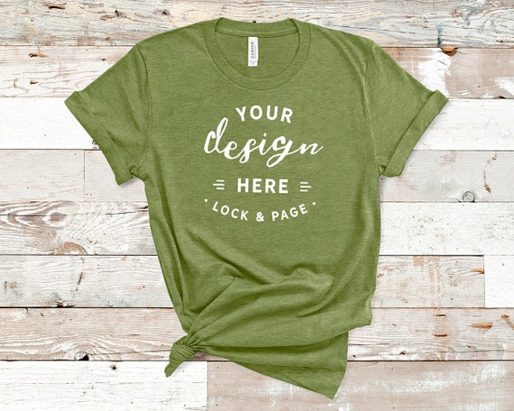 Heather Green Bella Canvas 3001 T-Shirt Mockup Plain Beach Heather Green Bella Canvas 3001 T-Shirt Mockup Plain Beach