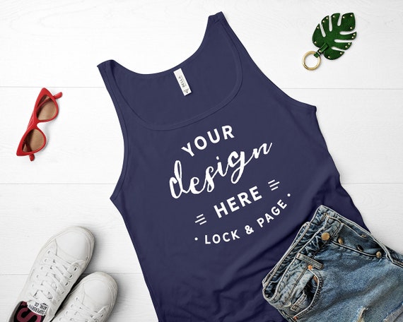 Navy Tank Top Mockup Bella Canvas 6488 Jersey Mockup