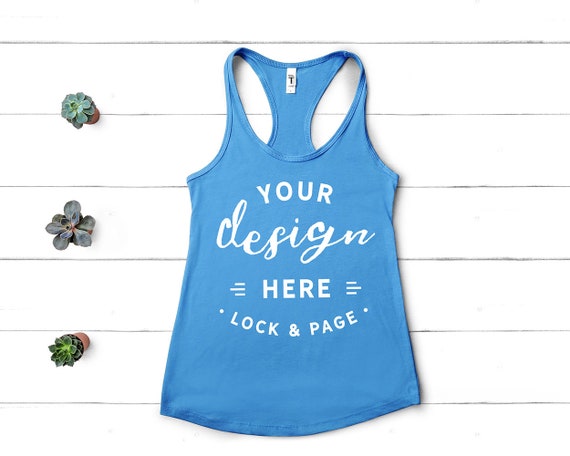Muscle Tank Top Mockup Next Level 1533 Turquoise Flat