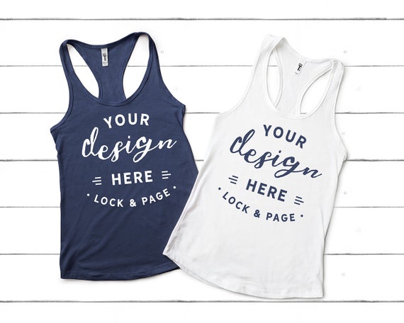 Indigo Next Level 1533 Mockup And White Racerback Womens