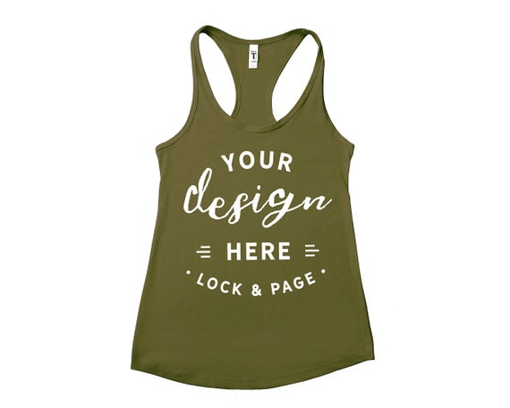 Next Level 1533 Mockup Military Green Tank Top Flat